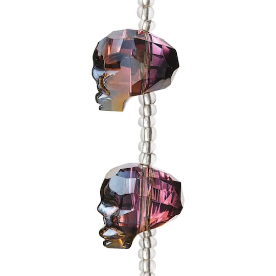 Gunmetal Faceted Glass Skull Beads by Bead Landing™, 20mm